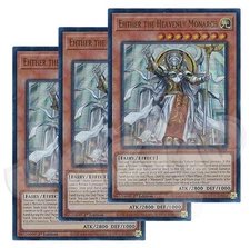 Yugioh Ehther the Heavenly Monarch x 3 - 1st Edition Ultra Rare NM - Free Holo