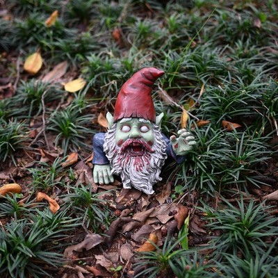 G150028 Zombie Gnome Garden Statue Sculpture, Scary Gnome