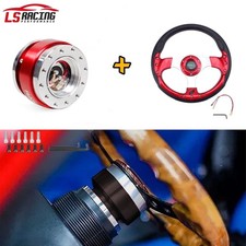 12.5 Universal Red D Shape Racing Steering Wheel W Quick Release Adapter Kit