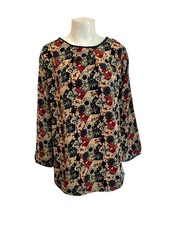 Vintage Silk Blouse Novelty Print Equestrian Polo Horse Button Back M