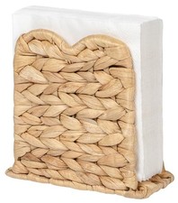Wicker Rattan Scalloped Napkin Holder for Table, Standing 5.9x5.5 Natural
