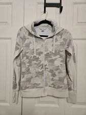 Athleta Triumph Cream/White Camo Printed Hoodie Sweatshirt Size XS
