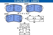 ATE 13.0470-5572.2 Ceramic Belagsatz für HYUNDAI KIA