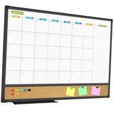 Magnetic Calendar Whiteboard  Bulletin Corkboard Combination, Combo 24"x 18"