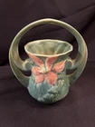 VTG Roseville Art Pottery Clematis Pattern Handled Vase 1944 Large