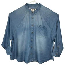 So Goods for Life Shirt Womens XXL Blue Button-Up Long Sleeve Lightweight Denim