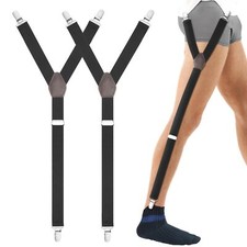 Men's Shirt Stays Elastic Adjustable Shirts Holder with Locking Clamps, 1 Pair