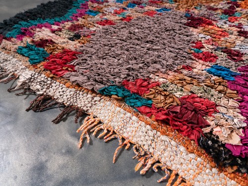 2x7 Moroccan Handmade Vintage Boucherouite Cotton Area Rug Berber Rag Rug - Picture 9 of 10