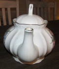 Tiger Day Lily Pattern Floral Teapot Porcelain Ceramic with Gold Trim on White — photo 3