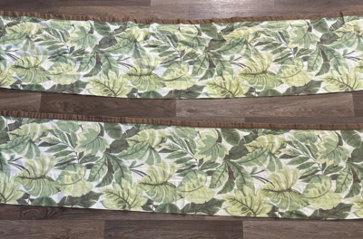 3 Lorena Garcia Valances TROPICAL Green Floral Leaf Rod Pocket 77''X15'' COTTON