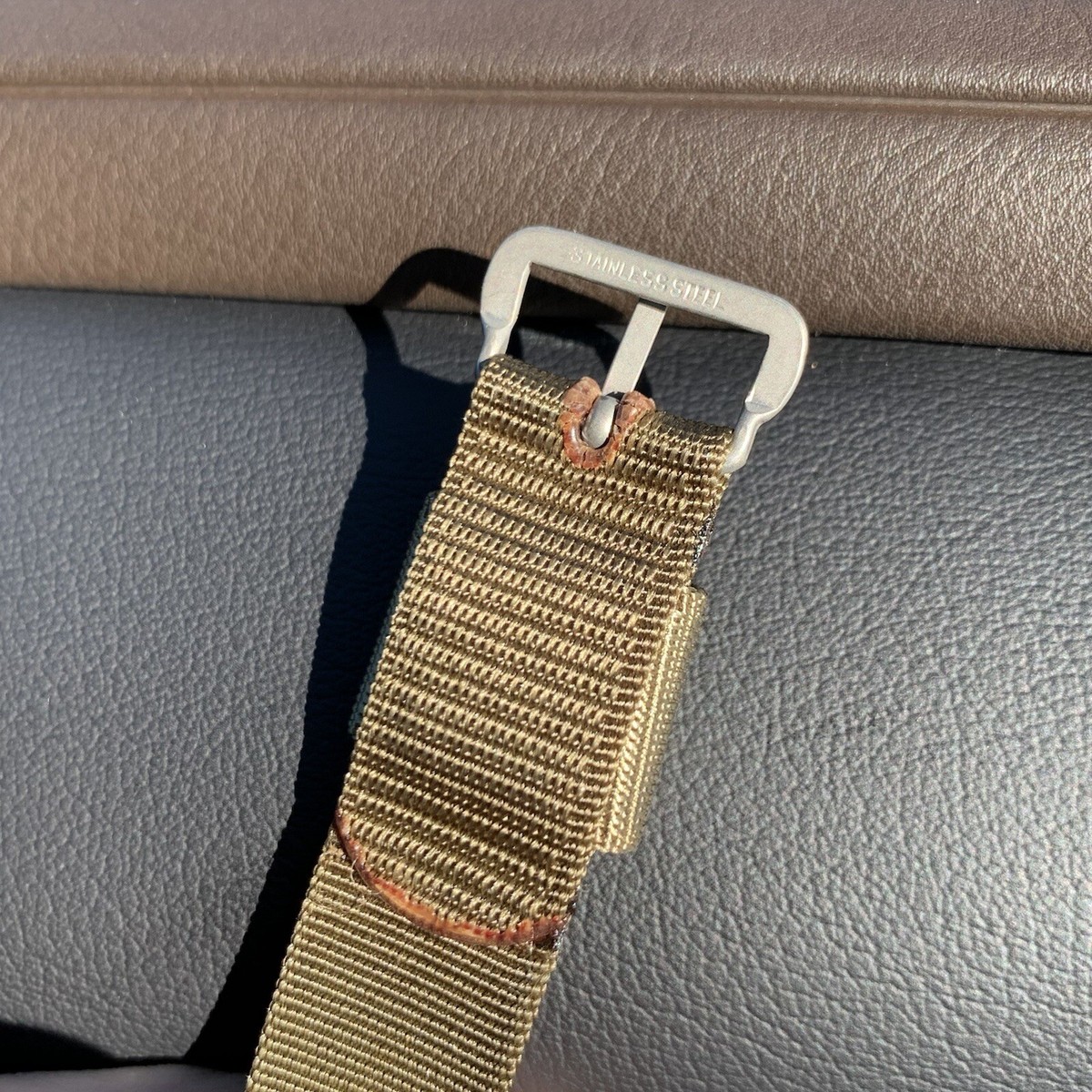 1965 NOS 17mm Military Issue Green Nylon One Piece Strap