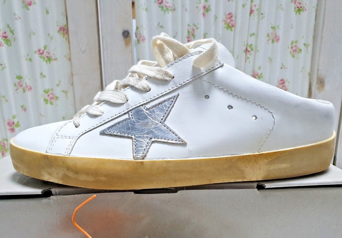 Golden goose Women Superstar Sabot Leather Sneaker White Silver