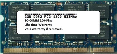 New 2GB SoDimm PC2-4200 4200 DDR2 DDR-2 533mhz 533 Laptop 200-pin Memory  RAM