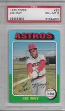 1975 TOPPS BASEBALL Lee May #25 PSA 8 NM-MT Houston Astros SET BREAK