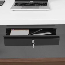 Slide Out Cabinet Drawer Pull Out Under Desk Drawer For Office With Lock Black