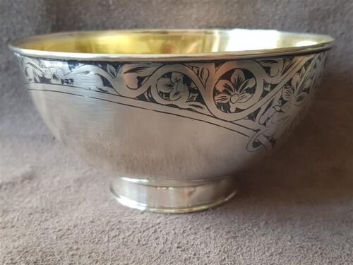 RARE ANTIQUE goblet bowl wine cup GOLD PLATED RUSSIAN Caucasus SILVIER NIELLO - Picture 4 of 12