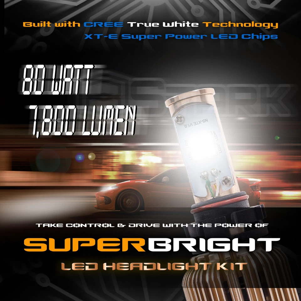 LED 80W 7800LM LED Conversion Kit CREE XT-E 6000K White Headlight High Fog Light - Image 3 of 4