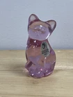 Fenton Art Glass Kitten Cat Figurine Pink Mini Paperweight Marked 3 1/8" tall