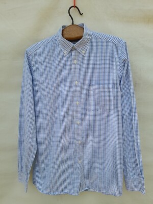 Emidio Tucci Check Shirt Mens Medium Blue 100% Cotton El Corte Inglés Classic