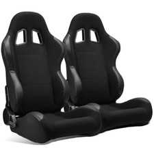 2 X Universal Black Pineapple Clothpvc Leather Leftright Racing Car Seats