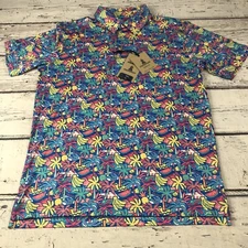New Chubbies Polo Shirt Mens Small Multicolor Performance 2.0 Tropical Bunch