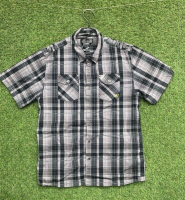 Klim Downtime Button Up Shirt Mens Medium Short Sleeve Plaid Black MotoX Outdoor