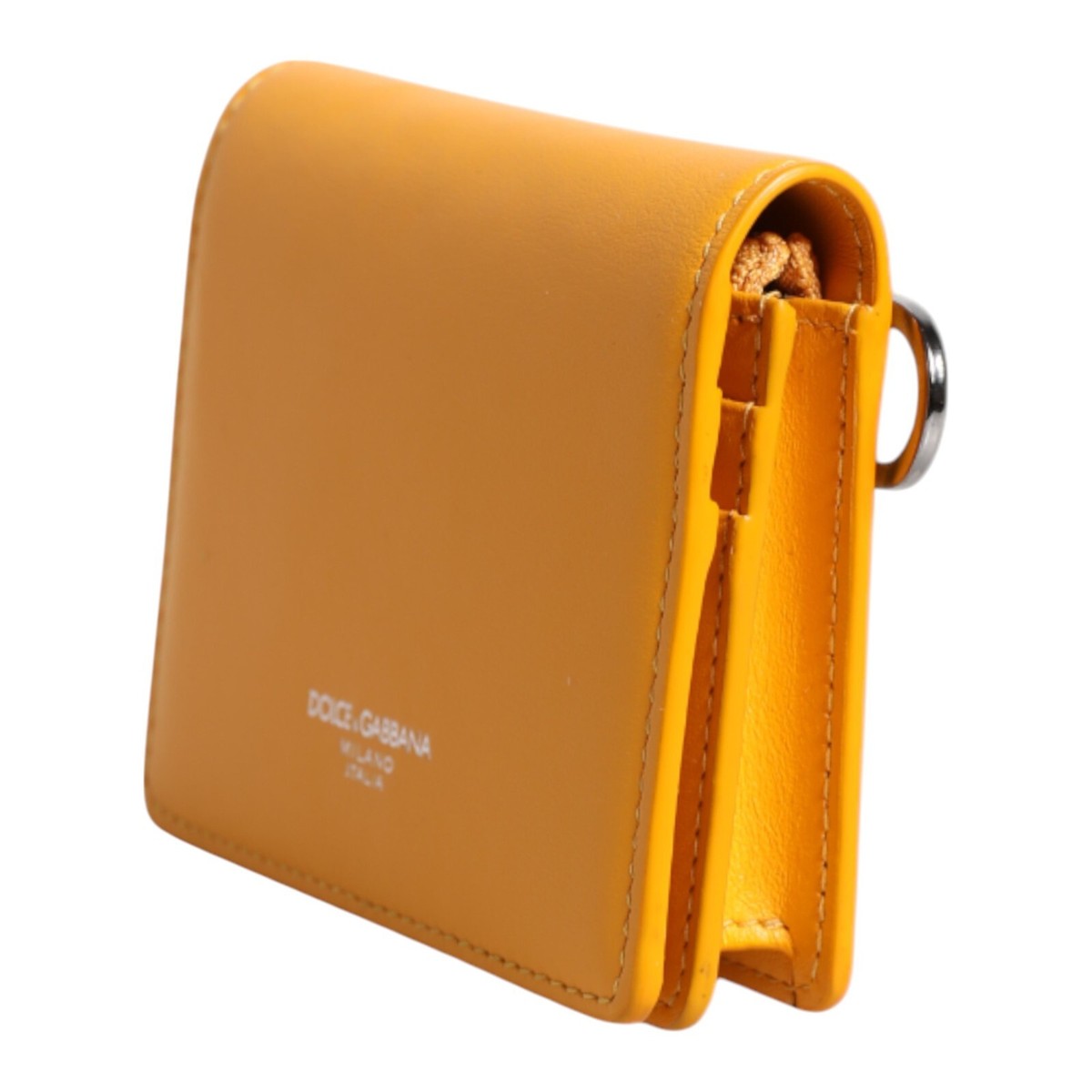 DOLCE & GABBANA Bag Yellow Leather Bifold Card Holder Crossbody