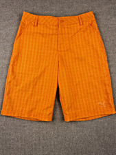Puma Youth Golf Casual Shorts , Vibrant Orange, Checkered Size XL 21"