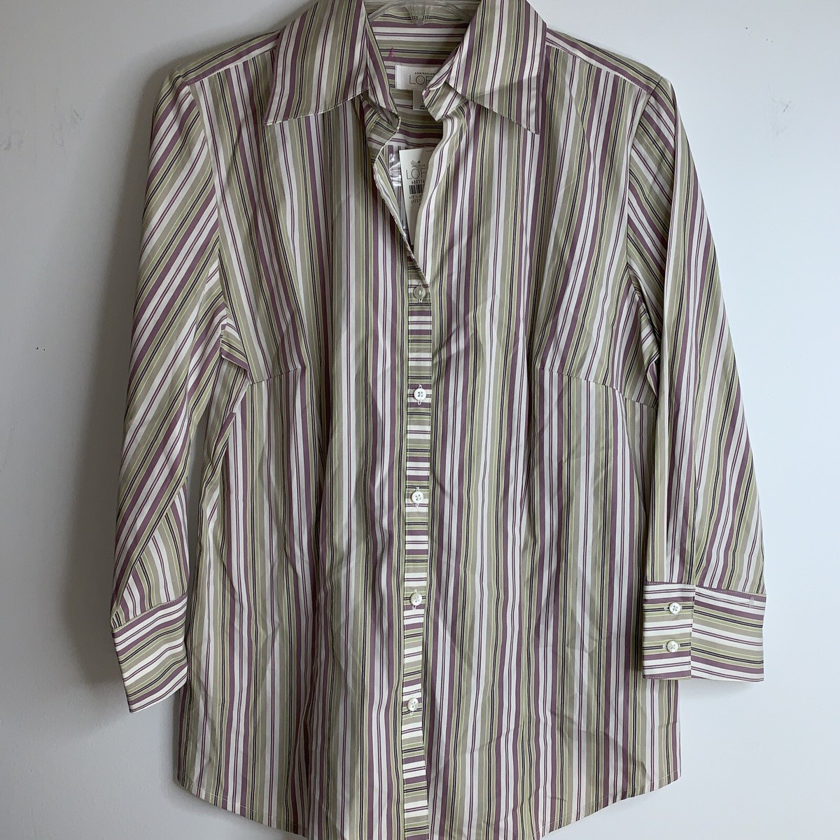 Ann Taylor Loft Striped Blouse LOFT Tops Ann Taylor Loft Blouse Womens  Salmon Striped Long, image size:1200x1200