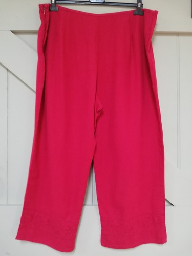 MARKS & SPENCER EMBROIDERED CROP LINEN TROUSERS..18..LAGENLOOK..NEXT DAY POSTAGE - Picture 4 of 5