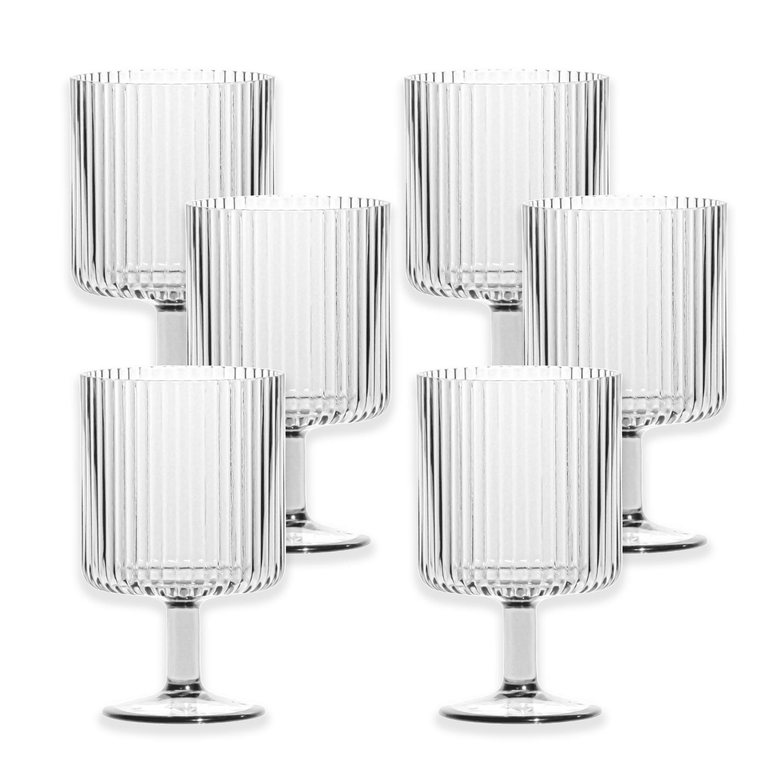 Mesa Clear Plastic/Acrylic 15oz Ribbed Drinking Goblet - Set of 6