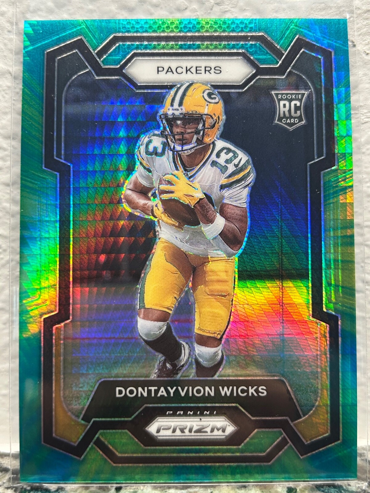2023 Panini Prizm Dontayvion Wicks Green Hyper /175 RC Rookie #333 SP Packers