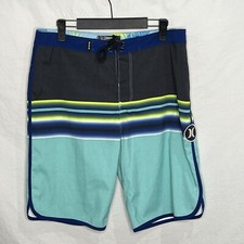 Hurley Boy's XL Sz 20/30" Waist Surf Board Shorts Stripe Beach Summer Swim Logo