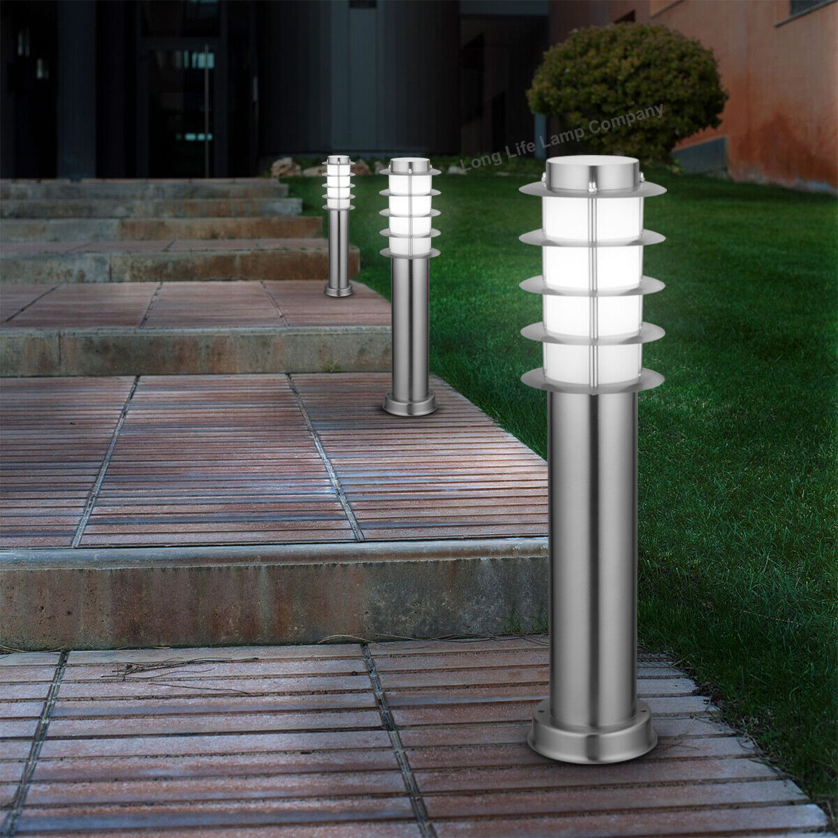 Modern LED Bollard Garden Lamp Post Stainless Steel Outdoor Pathway