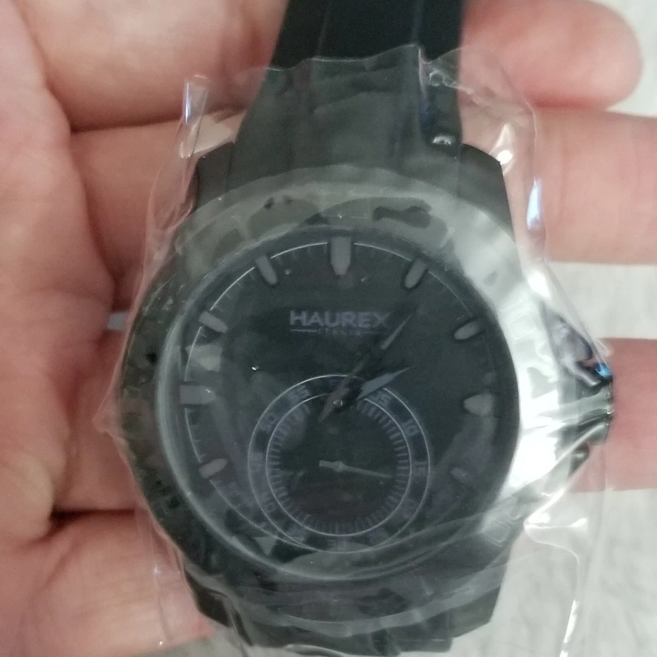 RELOJ PULSERA HAUREX ITALIA ITALY ACROS 3N503UNN NEGRO IP diseñador cuarzo para hombres nuevo en caja Foto 3 de 4