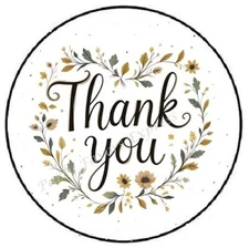 THANK YOU FLORAL WREATH ENVELOPE SEALS LABELS STICKERS PARTY FAVORS