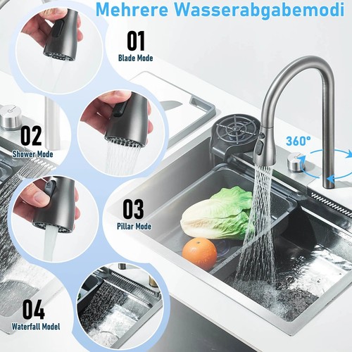 Große tiefe Doppelbecken Spüle Edelstahl Küche Unterbau Drop-In Spüle - Bild 4 von 8