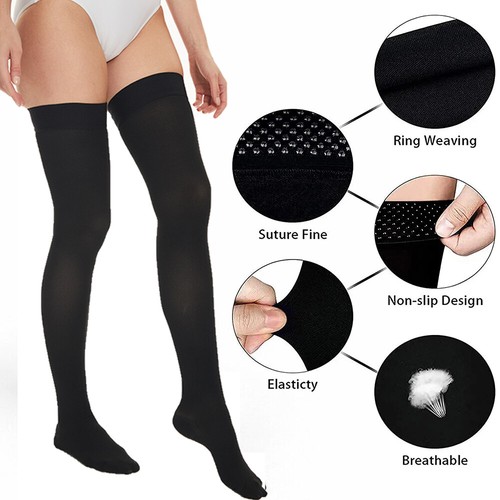 Men Women 30-40 mmHg Compression Stockings Thigh High Socks Varicose Veins Edema - Picture 2 of 14