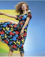 Rixo For Target Women’s Black Multicolor Floral Maxi Dress Off The Shoulder Sz.6