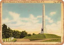 METAL SIGN - New York Postcard - Sullivan's Monument at Newtown Battlefield Par