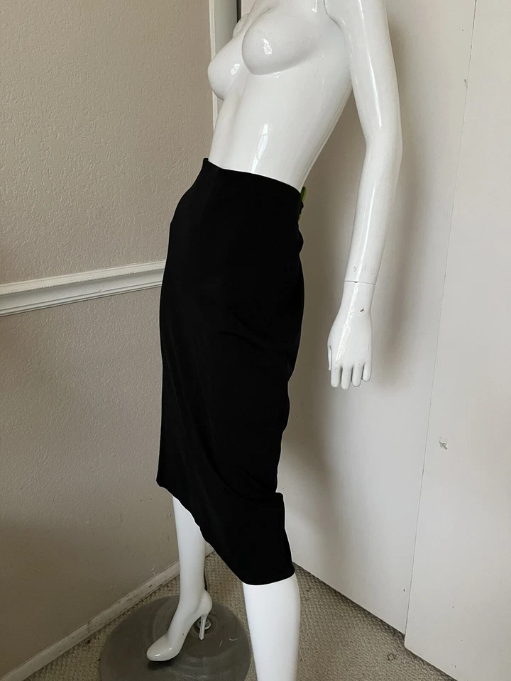 EQUESTRIAN ¡TOTALMENTE NUEVO! Falda Ponte Negra Rayón Tejido Cintura Elástica Hasta la Rodilla M Foto 3 de 4