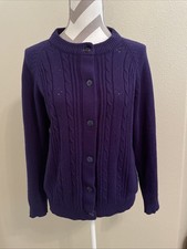 1950s 60s Vintage Cardigan Navy Blue Sweater Acrylic Yarn Size L