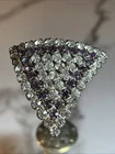 Estate Victorian Prong Set Amethyst & Clear Rhinestone 11 1/2” Long Hatpin STI-4