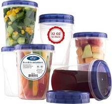 Freezer Food Storage Containers With Twist Top Lids 32 Oz -10 Pack Reusable