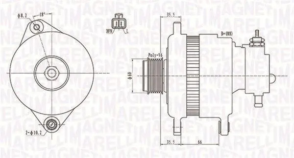 Alternator with belt pulley 063731899010 MAGNETI MARELLI for OPEL ASTRA H Van