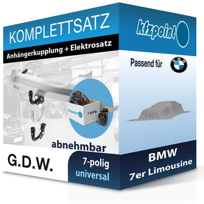 G.D.W. Anhängekupplung abnehmbar und E-Satz 7polig für BMW 7er Limousine 14- neu
