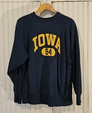 Vintage Champion USA Warmup Reverse Weave Iowa College Sweatshirt XL Grail