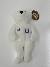 NFL Peyton Manning 18 White Plush Beanie Bear Salvino's Bammers Colts NWT
