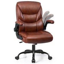 PU Leather Office Chair, Comfy Executive Chair with Flip-up Arms