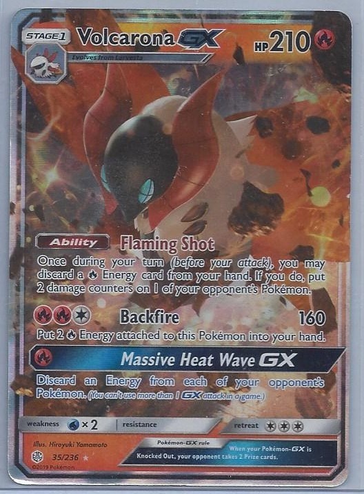 Volcarona GX 35/236 SM - Cosmic Eclipse Ultra Rare Pokemon Card